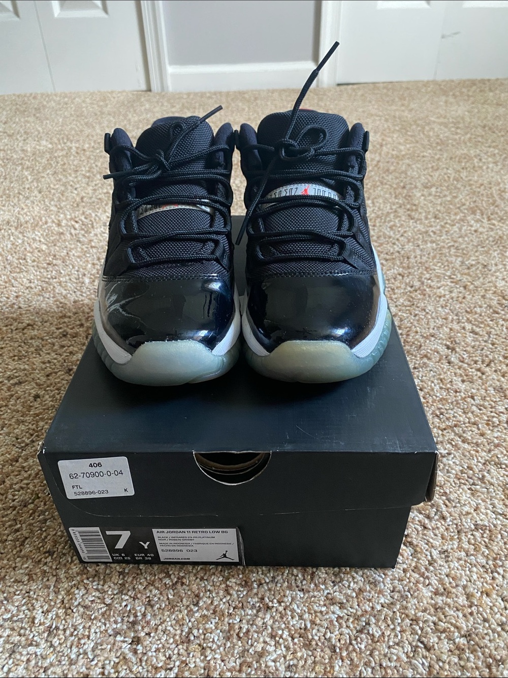 Jordan Kids Black Patent Low-Top Sneakers